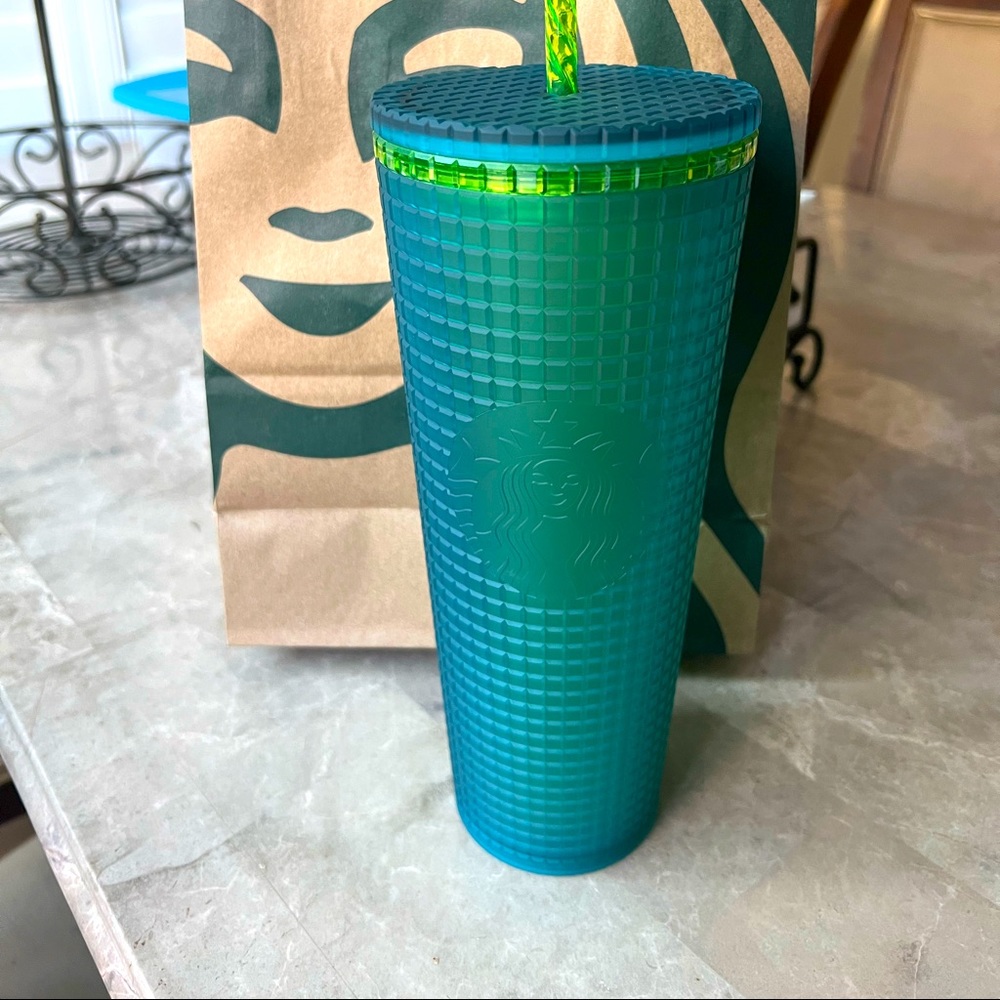 Starbucks green grid cold cup tumbler